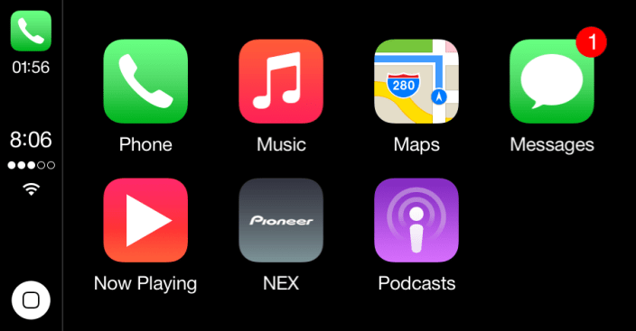 CarPlay home screen during a call